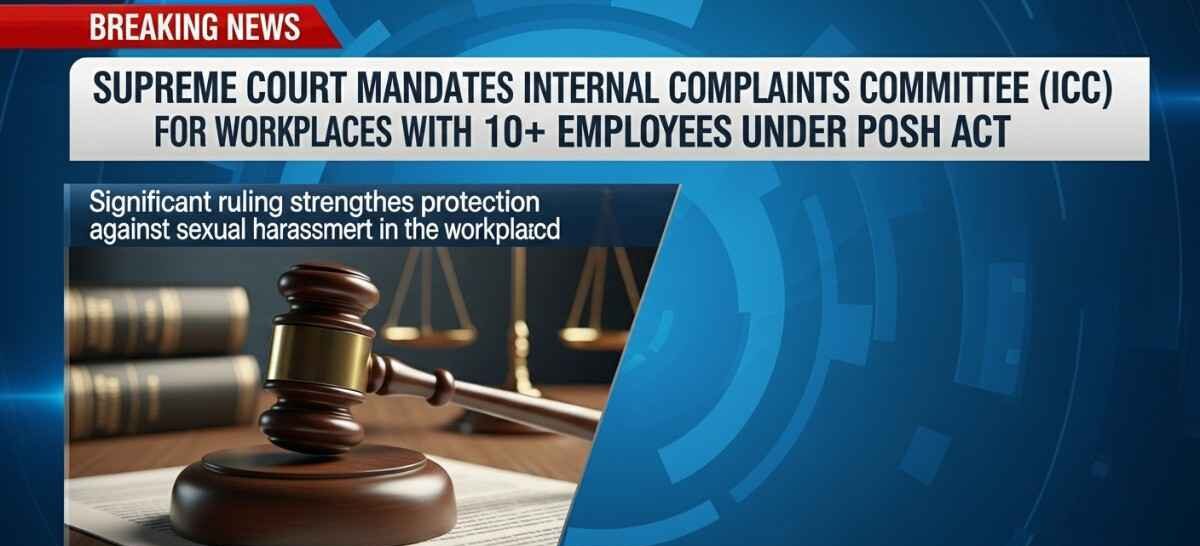 Breaking News: Supreme Court Mandates Internal Complaints Committee (ICC) for Workplaces with 10+ Employees Under POSH Act