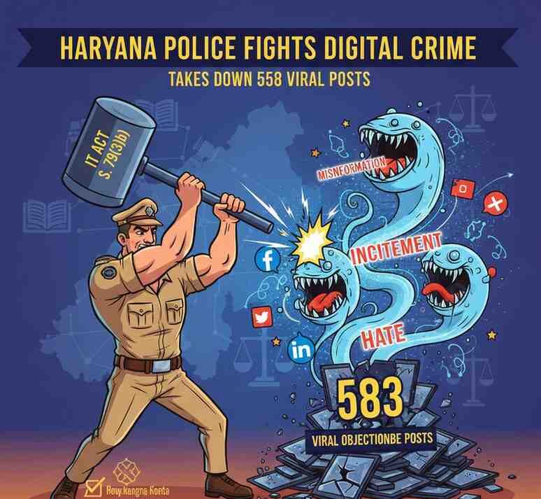 Haryana Police Takes Down 583 Viral Objectionable Posts Under IT Act S. 79(3)(b), in Fight Against Misinformation, Incitement and Hate