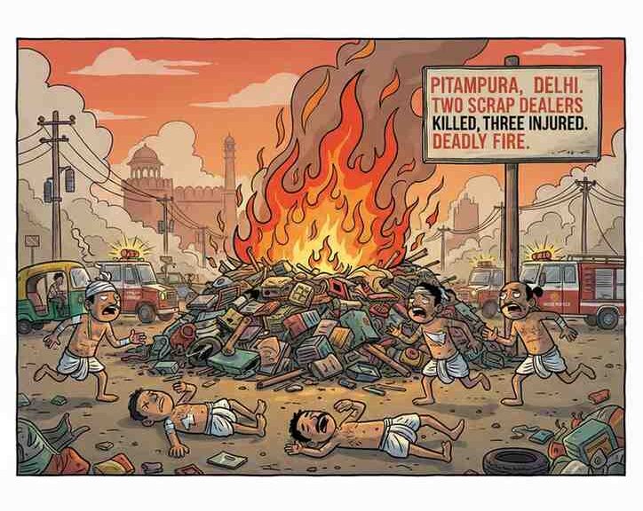 Two Scrap Dealers Killed, Three Injured in Deadly Fire at Pitampura in Delhi